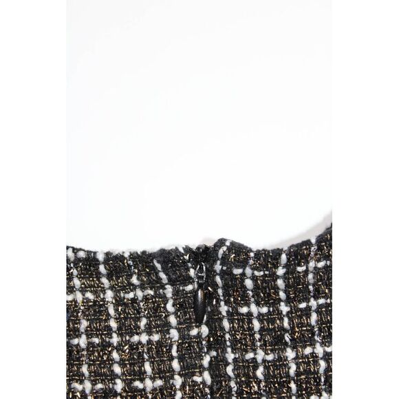 Imoga Womens Back Zip Sleeveless Tweed Faux Fur Top Black White Size 4 - Picture 3 of 6